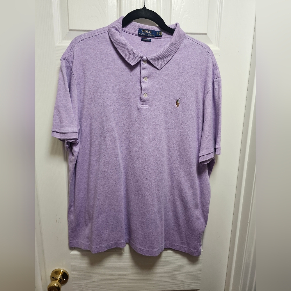 Polo Ralph Lauren Classic Fit Polo Shirt XL Purple 100% Cotton Embroidered Logo